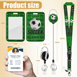 Funny Soccer Badge Holder Reel Lanyard, Sport Ball ID Card Badge Holder Retractable Name Tag Clips for Doctor Nurse Teacher Office Student