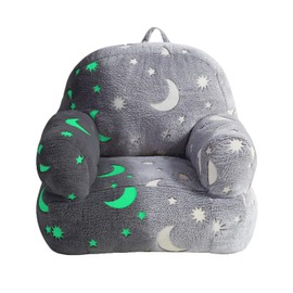 fond + found Toddler Chair, Glow in The Dark Kids Sofa Bean Bag Chair for Kids Children Couch Toddler Sofa Chair Mini Sofa Armrest Chair for Children, Lightweight Children Sofa Chair (Moon Grey)