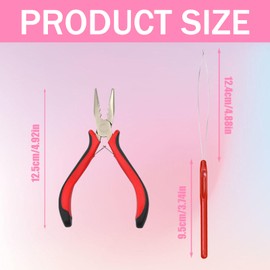 Mini Hair Extension Pliers - Anti Slip Handles, 3-Hole Hair Pliers Sets Professional Hair Extensions Tool for Micro and Nano Ring Hair Extensions (Pink, 4 Pcs)