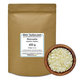 450 g Rice Wax - Oryza Sativa (Rice) Bran Wax - Rice Bir Wax - Vegan Raw Material for Natural Cosmetics - Creams - Lotions