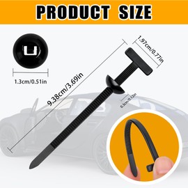 Prdingfy 100Pcs Heavy Duty Nylon Cable Tie Buckles with Storage Bag | Snap-Fit Fasteners for Car Bumper & Fender Repair