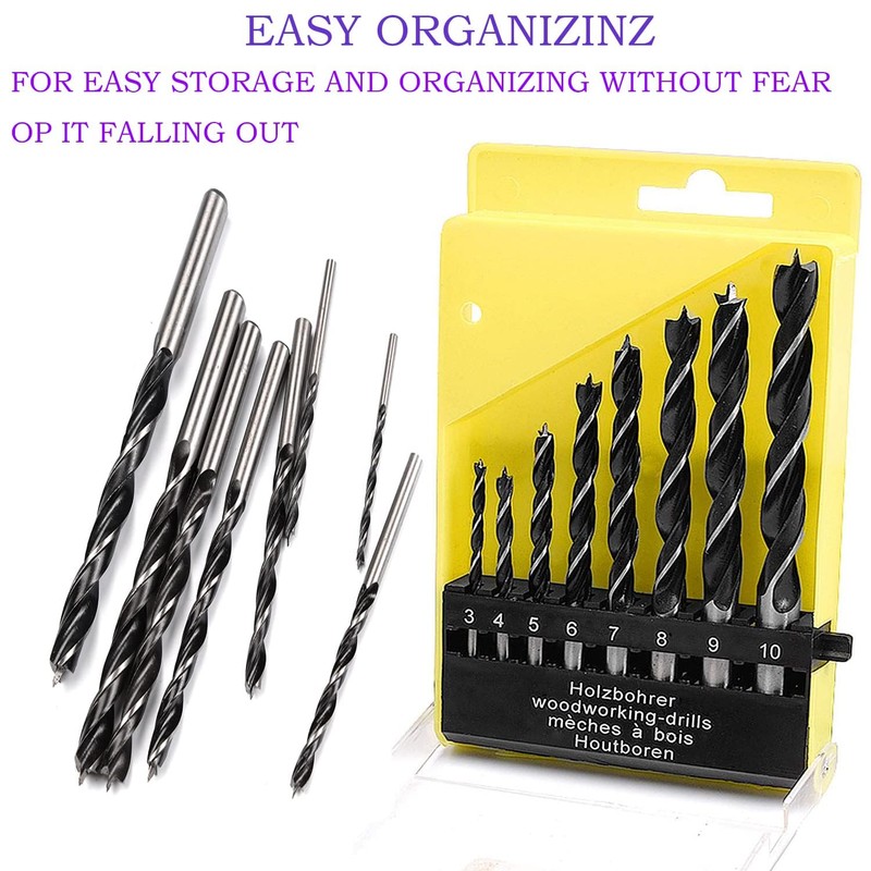 KEWAYO Brad Point Wood Drill Bit - 8 Pcs 3-10mm