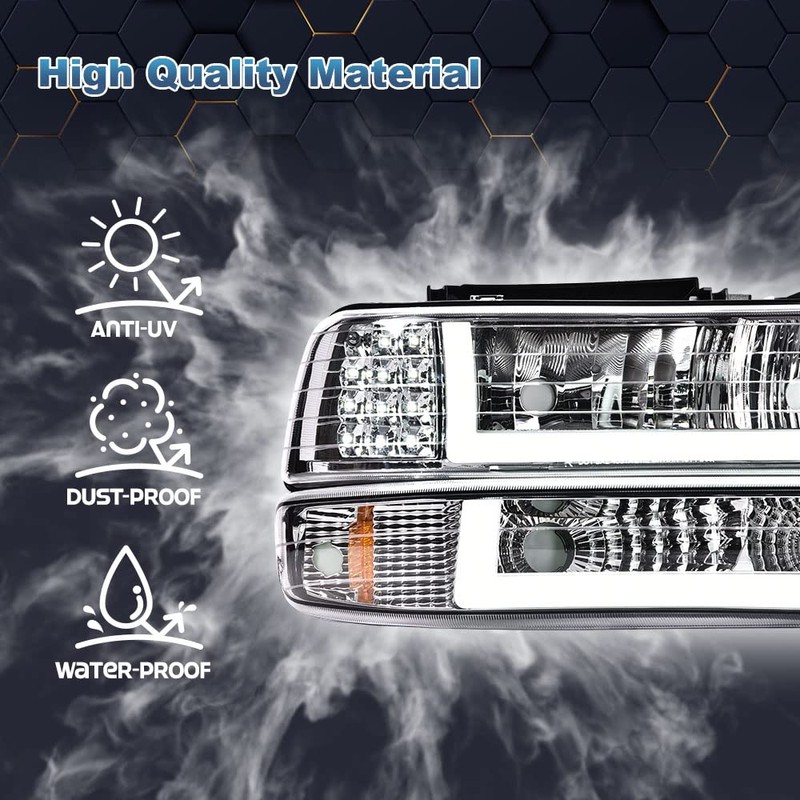 PIT66 LED Headlight Assembly Compatible with 1999-2002 Chevy Silverado 1500