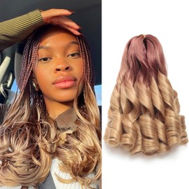 French Curl Braiding Hair 12Inch 8Packs French Curl Crochet Braids Short Curly Crochet Hair Skin-friendly Bouncy Synthetic knotless Braiding Extensions (OT33/27, 12inch)