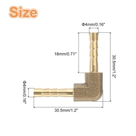 uxcell 2 Pcs Brass Hose Barb Fitting l Right Angle Elbow Connector Coupler, 3/16" ID Brass Fitting Air Hose Fittings for Connecting Water Fuel Air, Oil Hoses