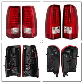 GXYWADY 1 Pair Tail Light of Left Driver and Right Passenger Side Replacement for 2003-2006 Chevy Silverado 1500 2500 3500 Red Lens Brake Light 19169002 19169003