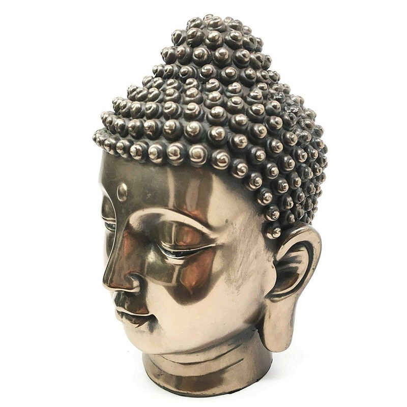 Buddha Head Bronze Statue Figurine New