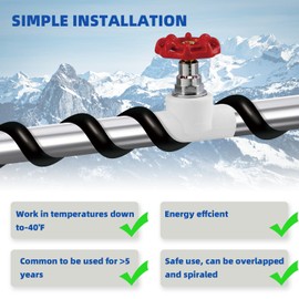 Tsolzdadi 60FT Heat Cable for Water Pipes, Prevent Freezing & Easy Installation, Water Pipe Heat Cable With Thermostat Self-Regulating, Pipe Heating Trace System 120 V