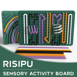 Risipu Sensory Activity Board Two-Tone Press Sensor Activity Board Sensory Activity Board Motor Skills Board for Developing Manual Skills (Dark Green)
