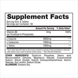 Gaspari Nutrition Gaspari Nutrition, BCAA 6000, Branch Chained Amino Acid Tablets, Decrease Muscle Soreness and Fatigue, Optimize Aerobic and Anaerobic Sports Performance (30 Servings)