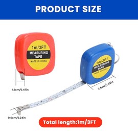 20 llaveros de cinta métrica, con bolsillo retráctil, mini cinta métrica para medir, cintas métricas de medición de pulgadas para construcción, regalo
