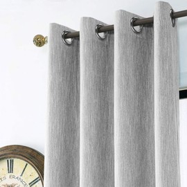Melodieux Elegant Cotton Room Darkening Blackout Curtains for Living Room Bedroom Thermal Insulated Grommet Drape, 52 by 96 Inch, Grey (1 Panel)