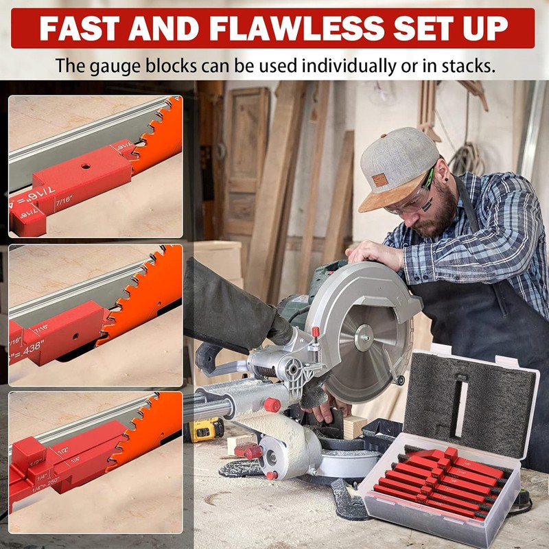 7Pcs Setup Blocks Height Gauge Set Adjustable Woodworking Carpenter Measuring
