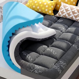 BDEUS 4 Inch Dual Layer Queen Size Cooling Mattress Topper