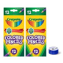 Generic Colored Pencils 12ct 2pk, Assorted Colors, Pre-Sharpened + Bonus Sharpener (Color May Vary) - Vibrant Colors for Art & School Projects