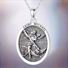 Fashion Jewelry ARCHANGEL MICHAEL ANGEL FAITH Charm On Silver DIAMOND Cut 925 Sterling 20" Chain