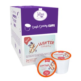 Joffrey's Coffee - Winter Wonderland, Flavored Coffee, Artisan Medium Roast, White Chocolate, Coconut, Caramel, & Almond Flavor, No Sugar, Keurig 2.0 Compatible (Single Serve Cup, 24 Count)