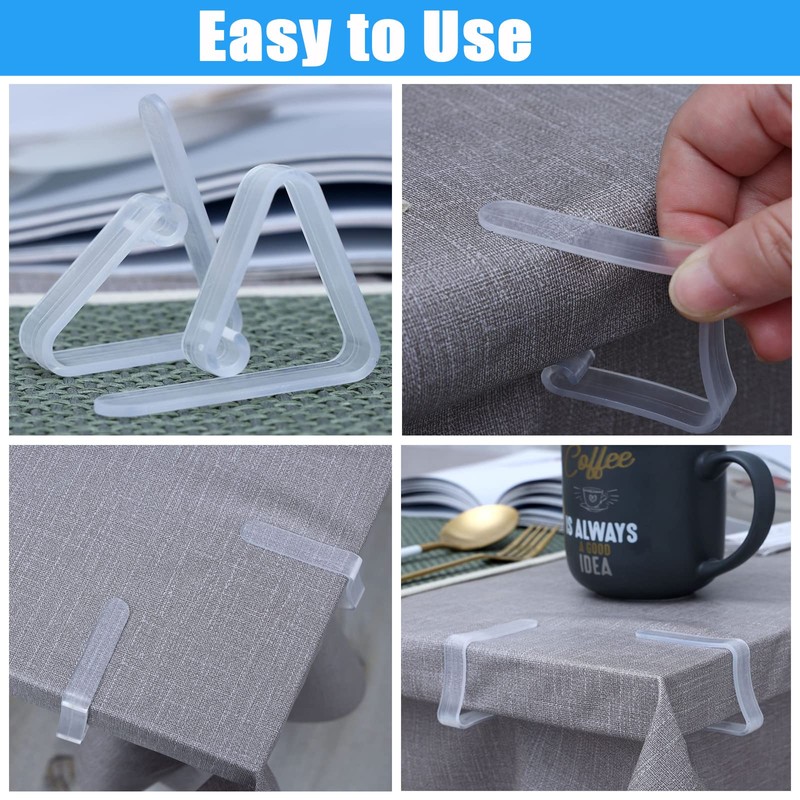 Kitnish 16PCS Clear Plastic Tablecloth Clips,Transparent Clear Tablecloth Clips, Plastic