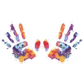 2 pcs Tskijun Vibrant Handprints Car Decal Colorful Splatter Design Palm Shaped Sticker Waterproof&UV-Resistant Perfect for Vehicles,Laptops,and More (Colorful Handprints)
