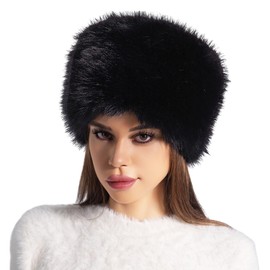 IBLUELOVER Women Cossack Russian Hat Faux Fur Bomber Hat Soft Warm Ushanka Trapper hat for Hunting Skiing Cycling Outdoor Sports Black