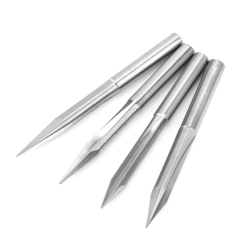 4Pcs VShaped Carving Cutter 2Edged Engraving Bit 4x0.3x15°/4x0.3x20°/4x0.3x25°/4x0.3x30°