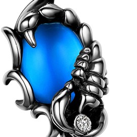 OIDEA Mens Stainless Steel Scorpion Pendant Necklace with Blue Ball Fit for Biker,Colour Blue