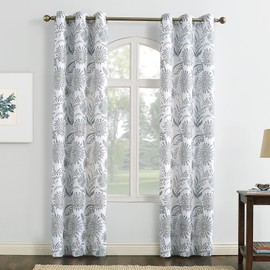 No. 918 Janelle Medallion Floral Semi-Sheer Grommet Curtain Panel, 40" x 84, White