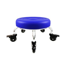 Vapaa taide Rolling Stools with Wheels Heavy Duty 450LB Waterproof PU Leather High Weight Capacity Roller Seat and Crystal Universal Wheels for Men Women Boy Girl Garage Salon Home Office Blue