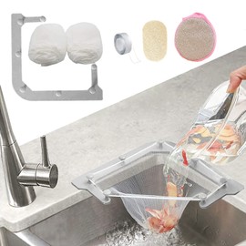 Kitchen Sink Triangle Tri-Holder Filter, Kitchen Sink Strainer, Sink Drain Strainer, with a Triangular Gray Rack and 100PCS Large Size Filtering Mesh Bags for Kitchen Leftover