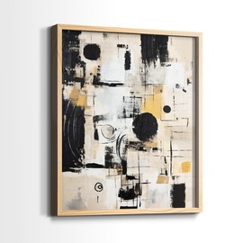 Renditions Gallery Set of 3 Peel & Stick Framed Prints, Modern Wall Art, Geometric Composition Canvas Wall Decor, Re-Stickable - Ready to Hang - 11"x14" - Natural Frame LT598