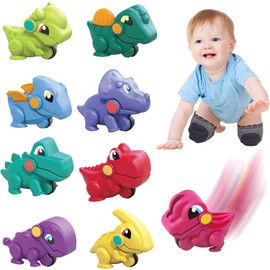 WISHTIME Toddler Toy Cars, Car 1 year old, 9PCS Mini Pocket Dinosaur Toys Pull Back Car, Baby Toy Car Assorted Press & Go Toy Car Gifts for Baby Boys 1 2 Years Old