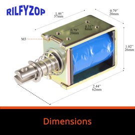 Rilfyzop Industrial Grade Open Frame Actuator Linear Miniature Push-Pull Rectangular Electromagnet, JF-0837B-12VDC,10mm,0.4 inches,15N