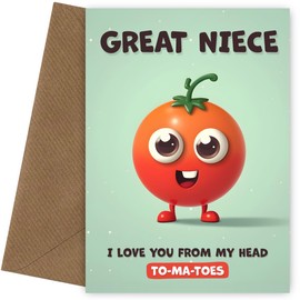 Great Niece Birthday Card - I Love You Tomatoes - Funny Happy Birthday Great Niece Card Unique Greeting Cards for Her