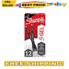 SHARPIE S-Gel, Gel Pens, Medium Point (0.7Mm), Black Ink Gel Pen, 12 Count