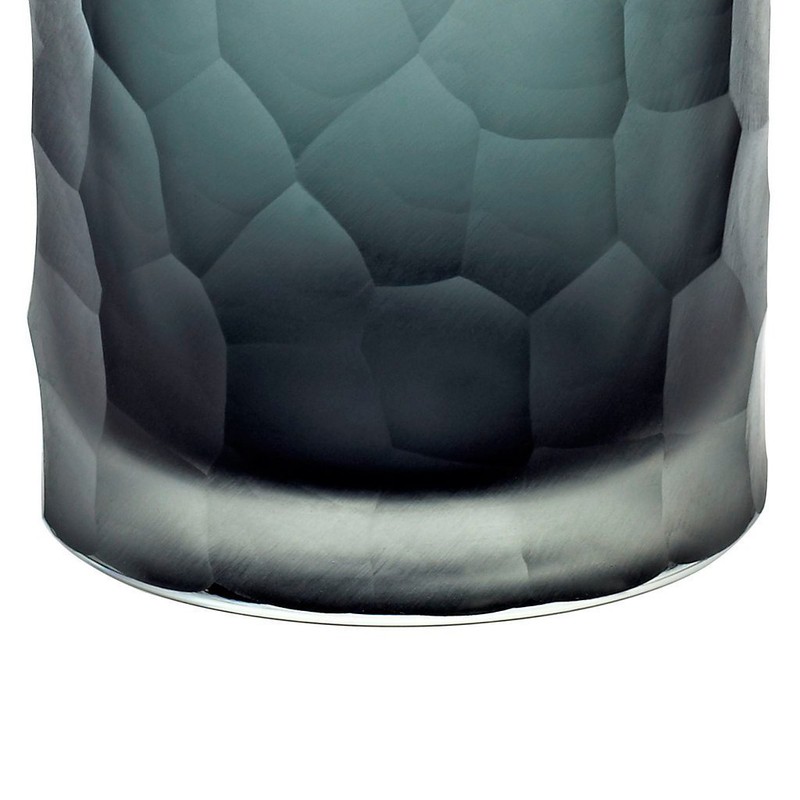 Glass Candleholder, Collection "Moonlight", 19x13 cm, grey, handmade (ART GLASS