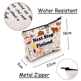 JXGZSO Finnish Trip Gift Next Stop Finland Makeup Bag Finland Travel Cosmetic Bag Finland Souvenir Gift Finland Country Pouch, Next Stop Finland