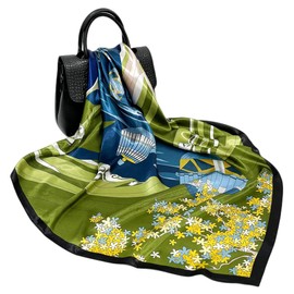 FAIRYGATE Silk Scarf Women's Silk Feel Scarf Headscarves Neckerchief Women Elegant Business Silk Scarf Handkerchief Root Wrist Packaging, 28007, 35.4x35.4 Inch