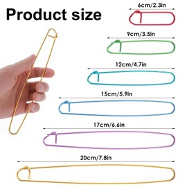 12-Piece Knitting Stitch Holders Set – Colorful Metal Safety Pin Shaped Locking Stitch Markers for Crafting