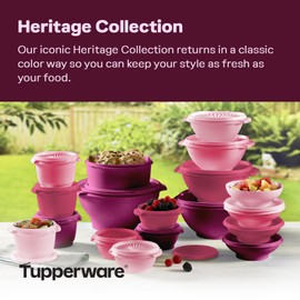 Tupperware Heritage Collection, New 36 Piece Food Storage Container Set in Vintage Pink, Dishwasher Safe and BPA Free (18 containers, 18 lids)