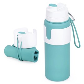 huoflame Collapsible Water Bottles for Travel - 26oz BPA-Free Foldable with Carabiner, Lightweight Leak-Proof Design, Portable Reusable Bottle for Hiking, Airplane, Camping (Green)
