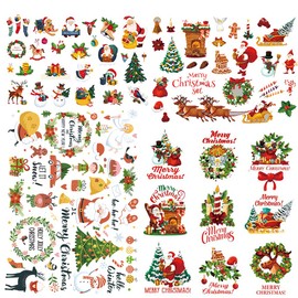 Christmas iron on Transfers Stickers Cute Xmas Patches Decals 4 Sheets Appliques for T-Shirt Jackets Hoodies Coats Jeans Pillow DIY Decorations