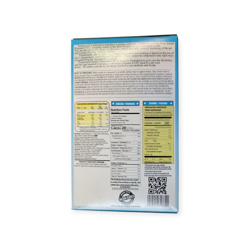 Tropiway Instant Plantain fufu Autentic 24 oz, (680g)