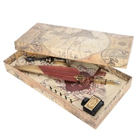 Quill Pen Set Feather Writing Drawing Dip Pen Students Teacher Antique Calligraphy Vintage GiftCoffee