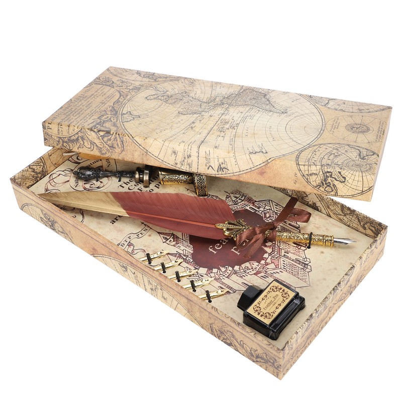 Quill Pen Set Feather Writing Drawing Dip Pen Students Teacher