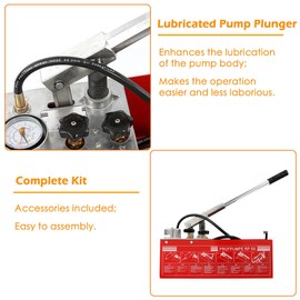 BEAMNOVA Hydrostatic Test Pump Hydraulic Manual Pressure Tester Kit with Gauge