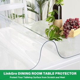 20X36 Inch Table Protector Clear Plastic PVC Tablecloth Water Resistant Tabletop Protector Wood Furniture Protective 1.5mm Thick Crystal Desk Pad Vinyl Dining Cover Easy Clean Wipeable Pad