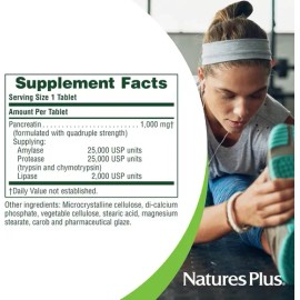 Pancreatina NaturesPlus 1000mg 60 Comprimidos Suplemento Nutricional Enzimas