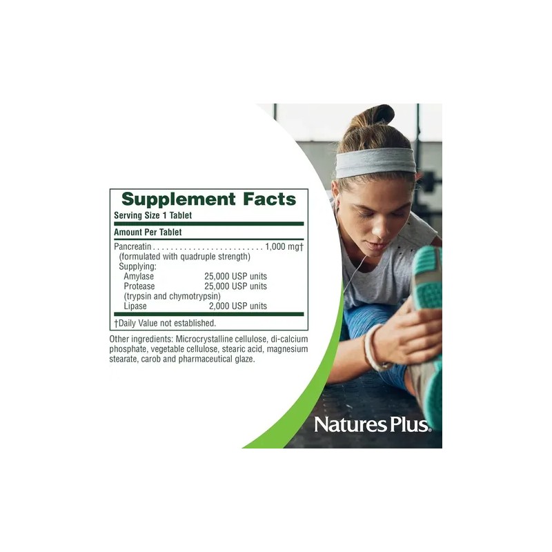 Pancreatina NaturesPlus 1000mg 60 Comprimidos Suplemento Nutricional Enzimas