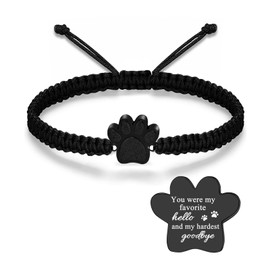 RIPFEVURN Cremation Jewelry Urn Bracelet for Ashes for Women Men Cat Dog Paw Print Keepsake Memorial Rope Bracelet(You were my favorite hello and my hardest goodbye)