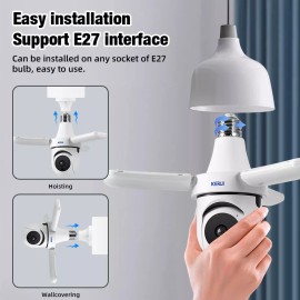 KERUI 3MP Light Bulb Security Camera 5G Wireless Outdoor Indoor Camera Night Vision HD